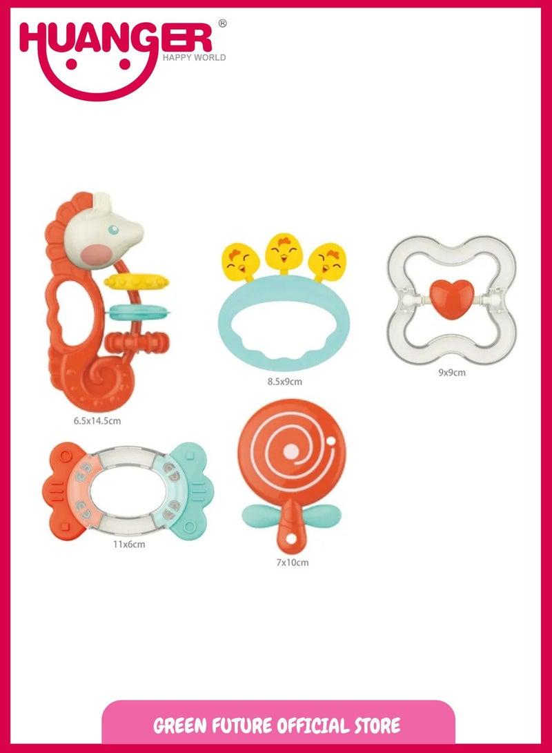 Baby Sensory Rattle Set with Teethers & Toys for Newborns   5 Pieces for Early Development, Sensory Play, and Teething Relief