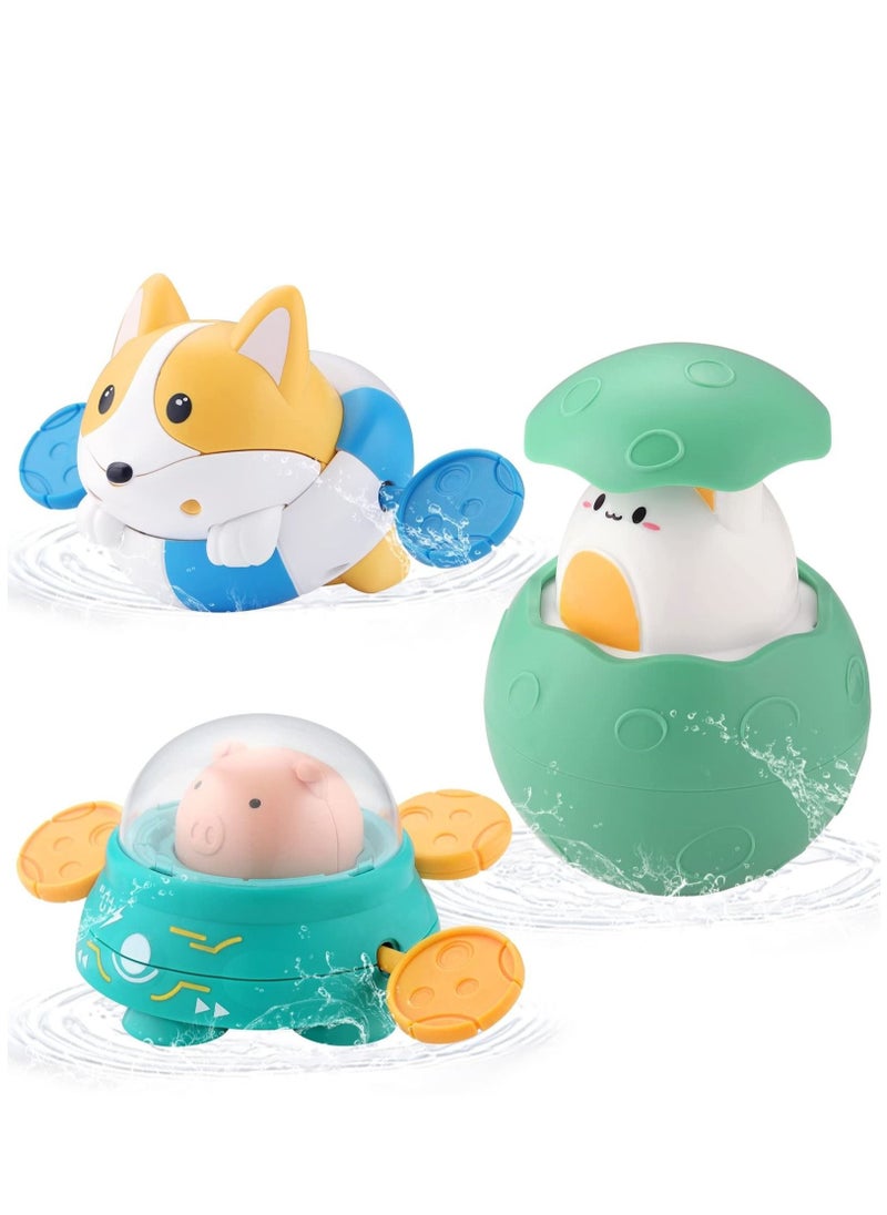 3 Pack Baby Bath Toys Floating Wind Up Toys Spray Bathing Tub Fountain Toys for Toddlers 1-3 Shower and Floating Toys Pool Bath Time Bathtub Pool Sprinkle Bath Toy for Kids Children