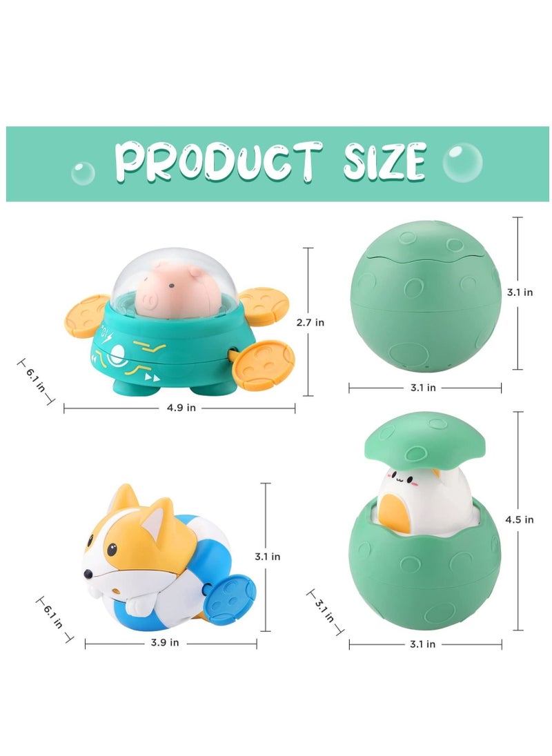 3 Pack Baby Bath Toys Floating Wind Up Toys Spray Bathing Tub Fountain Toys for Toddlers 1-3 Shower and Floating Toys Pool Bath Time Bathtub Pool Sprinkle Bath Toy for Kids Children