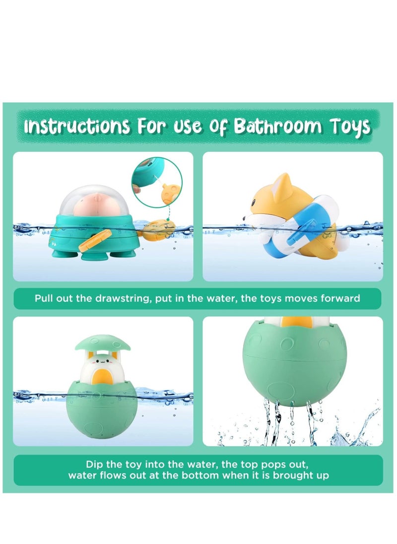 3 Pack Baby Bath Toys Floating Wind Up Toys Spray Bathing Tub Fountain Toys for Toddlers 1-3 Shower and Floating Toys Pool Bath Time Bathtub Pool Sprinkle Bath Toy for Kids Children