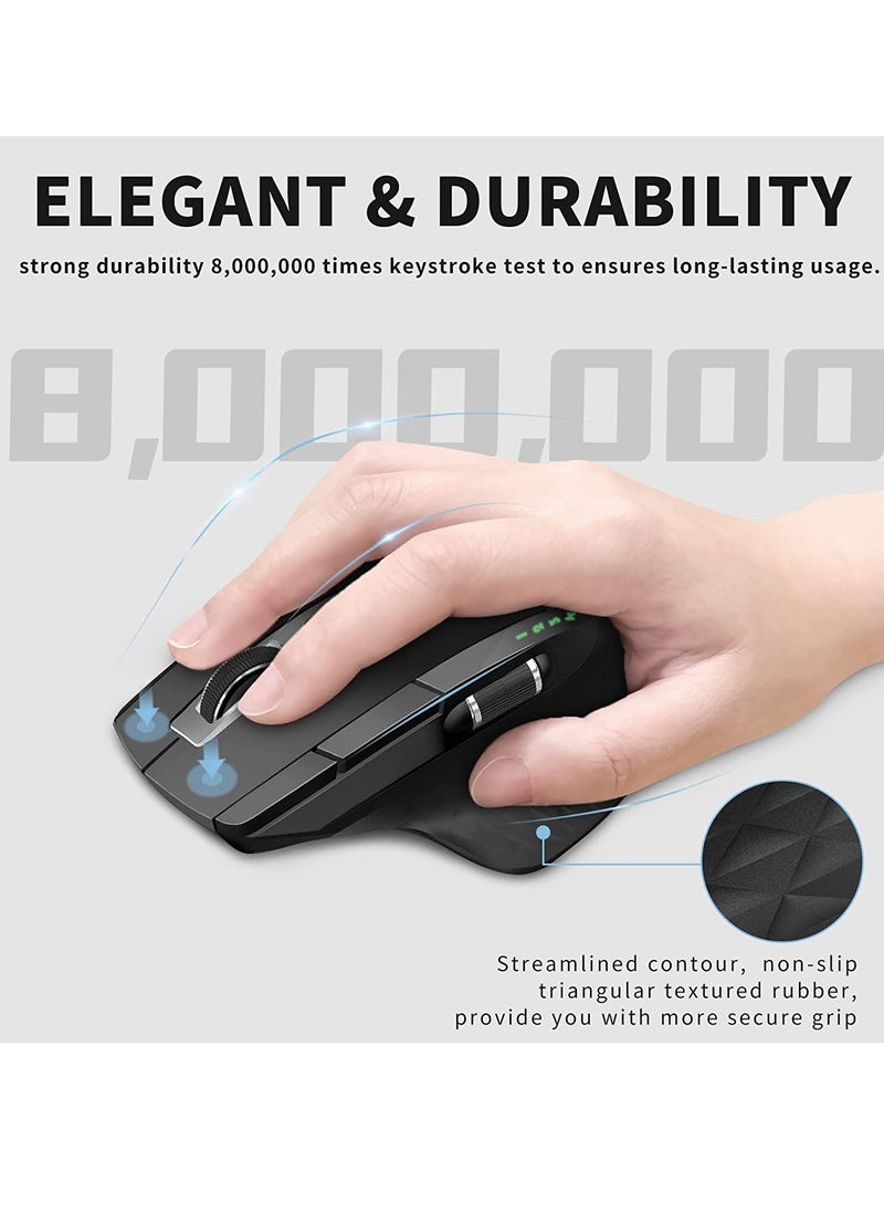 Bluetooth Wireless Mouse, Multi Mode Rechargeable Wireless Mouse, Ergonomic Design Portable Computer Mouse, Comfortable Grip Gaming Mouse For PC Laptop, (1pc, Black)