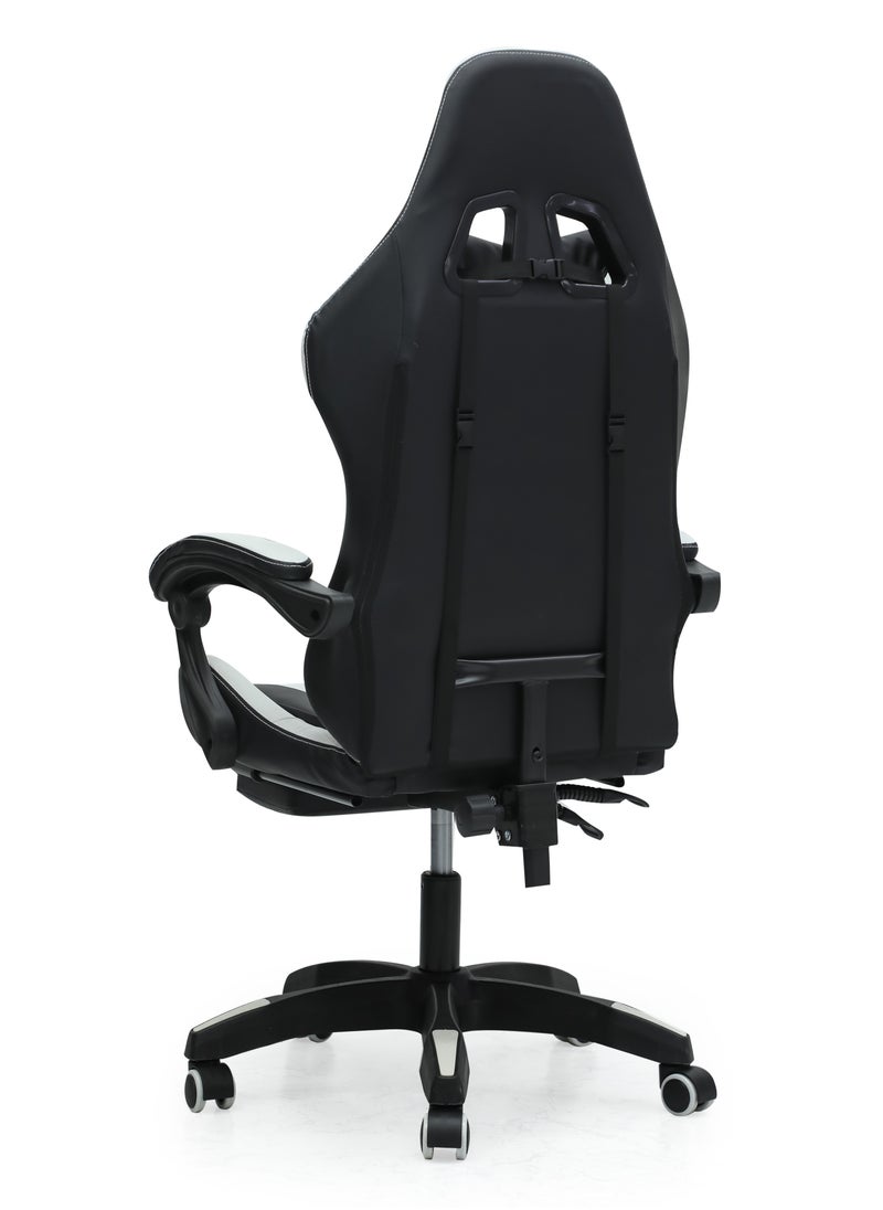 Ergonomic High-Back Gaming Chair with Pu Leather 360° Swivel Headrest Support Lumbar Support Tilt Tension Adjustment Gaming Chair MH 30FR Black White