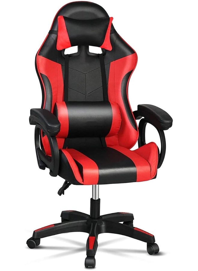 Sulfar Gaming Chair, Adjustable Computer Chair Pc Office Pu Leather High Back, Ergonomic design Lumbar Support, Comfortable Armrest Headrest, Red