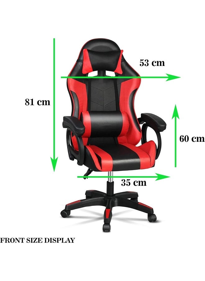 Sulfar Gaming Chair, Adjustable Computer Chair Pc Office Pu Leather High Back, Ergonomic design Lumbar Support, Comfortable Armrest Headrest, Red