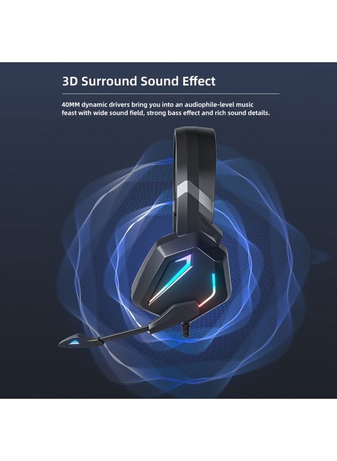 Soyto SY-G20 RGB Dual Streamer Gaming Computer Headset, Style: Lighting Version (Black Blue)