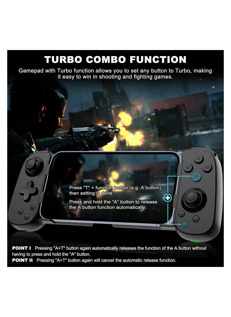 Wireless Gaming Controller for Phone, Tablet, Android, PC, Switch, PS3, PS4 - Features Turbo, 6-Axis Gyro, Vibration, Perfect for Cloud Gaming & PS Remote Play.