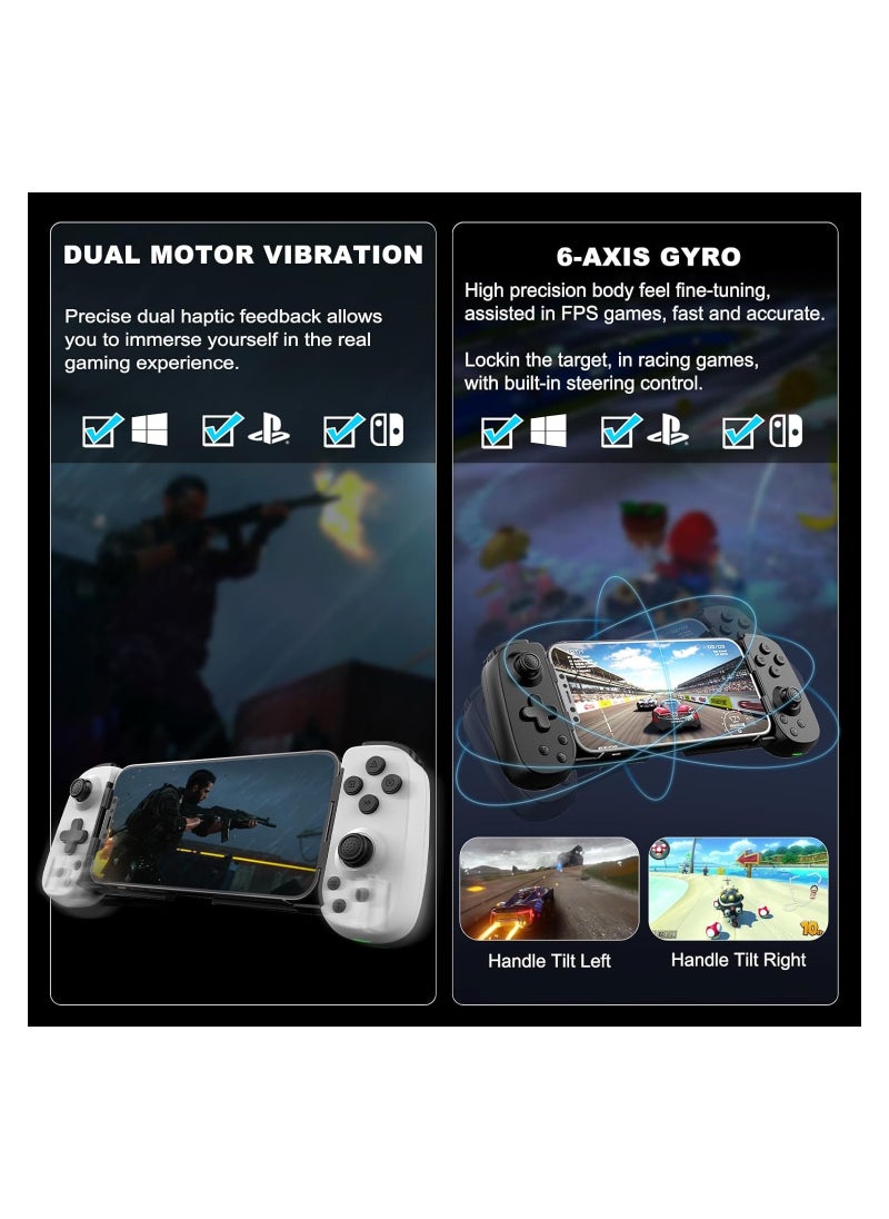 Wireless Gaming Controller for Phone, Tablet, Android, PC, Switch, PS3, PS4 - Features Turbo, 6-Axis Gyro, Vibration, Perfect for Cloud Gaming & PS Remote Play.