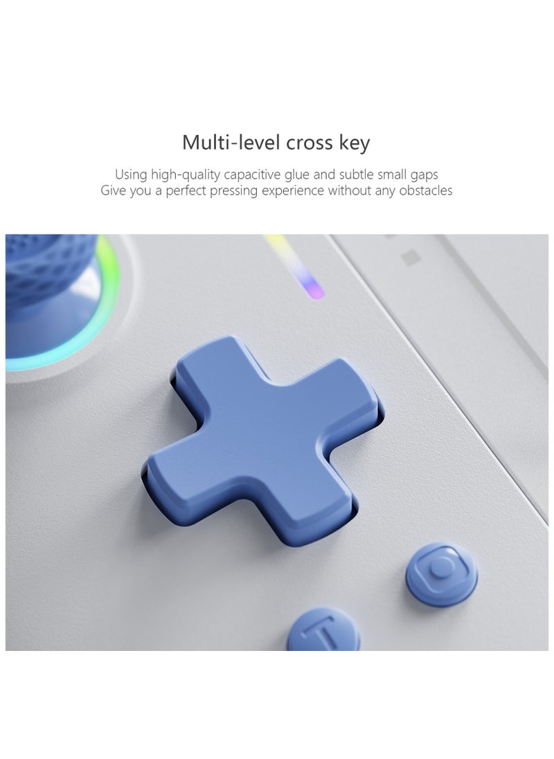 Classic Gamepad LinYuvo Joycon Bluetooth Game Controller Compatible with Switch, Switch Lite, Switch OLED 8 Colors RGB Light Six-Axis Gyroscope Turbo Function Adjustment Dual Vibration White Blue