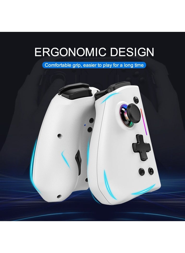 Classic Gamepad LinYuvo Joycon Bluetooth Game Controller Compatible with Switch, Switch Lite, Switch OLED 8 Colors RGB Light Six-Axis Gyroscope Turbo Function Adjustment Dual Vibration White Blue