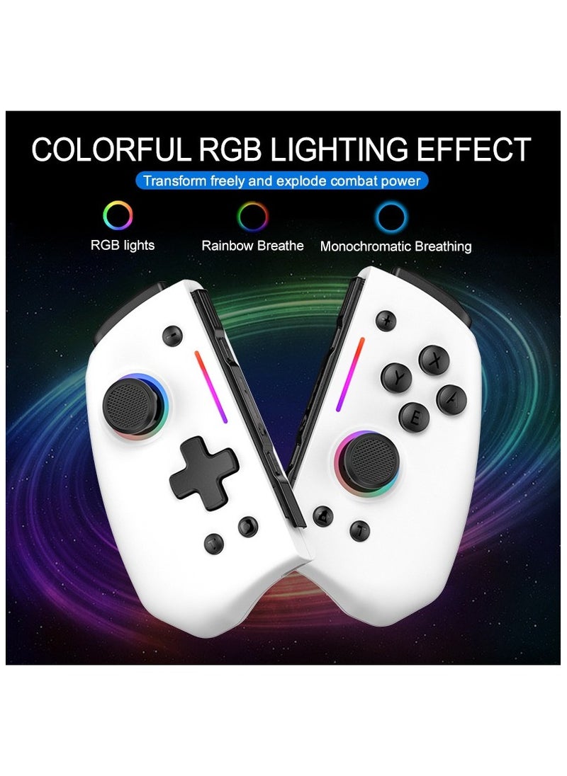 Classic Gamepad LinYuvo Joycon Bluetooth Game Controller Compatible with Switch, Switch Lite, Switch OLED 8 Colors RGB Light Six-Axis Gyroscope Turbo Function Adjustment Dual Vibration White Blue