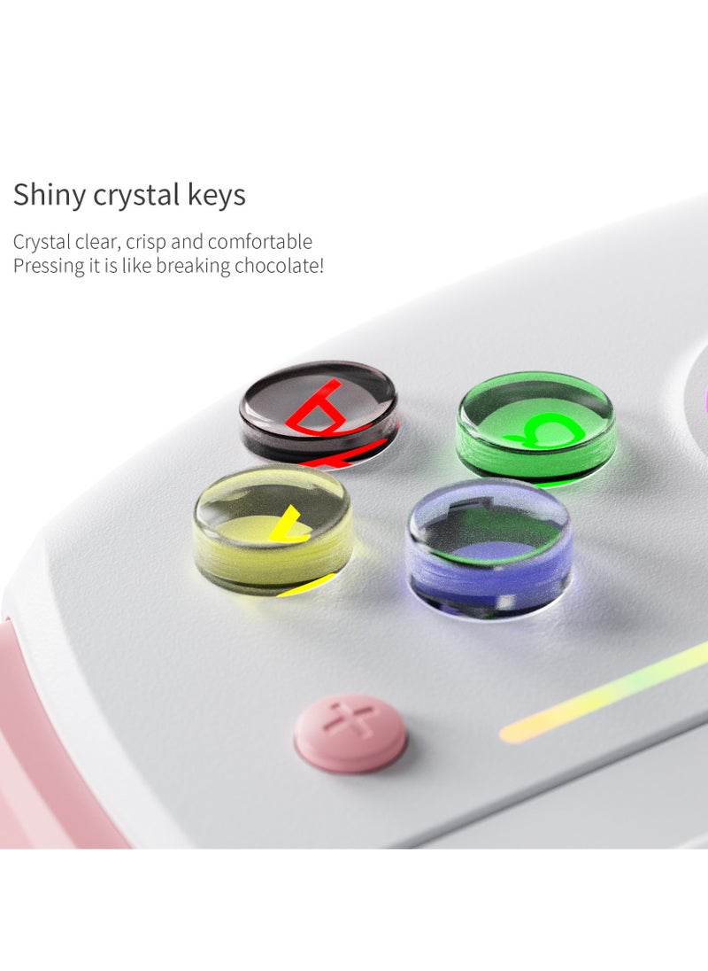 Classic Gamepad LinYuvo Joycon Bluetooth Game Controller Compatible with Switch, Switch Lite, Switch OLED 8 Colors RGB Light Six-Axis Gyroscope Turbo Function Adjustment Dual Vibration White Blue