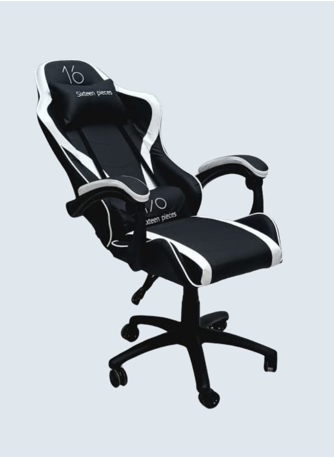 Heavy Duty Steel High-Back Racing Style With Pu Leather Bucket Seat Headrest Lumbar Support Compatible With E-Sports Chair