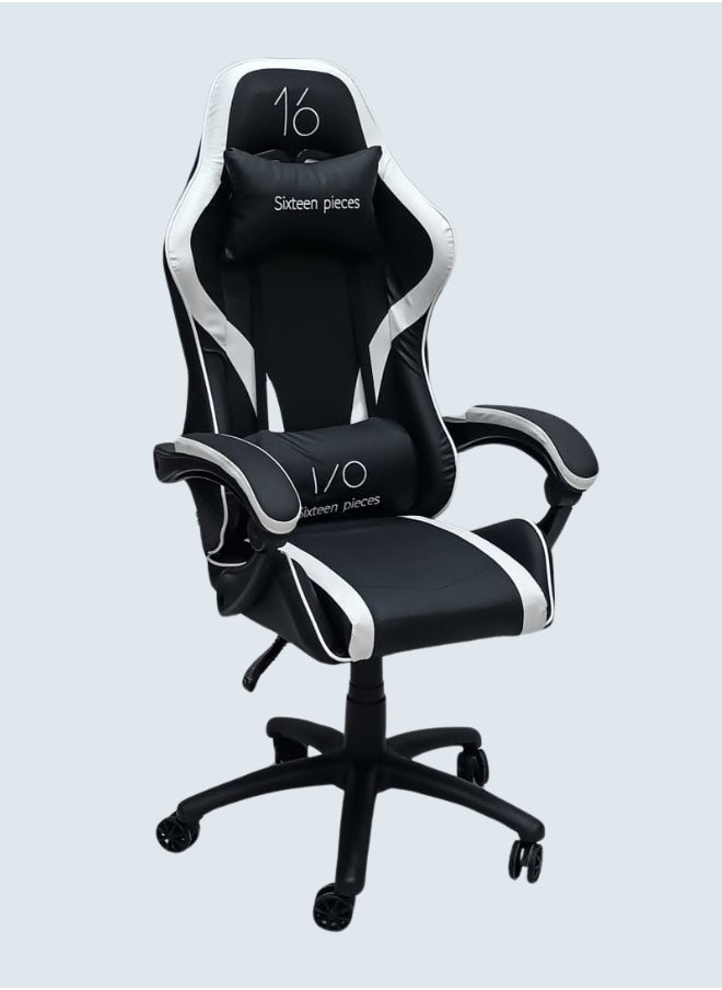 Heavy Duty Steel High-Back Racing Style With Pu Leather Bucket Seat Headrest Lumbar Support Compatible With E-Sports Chair