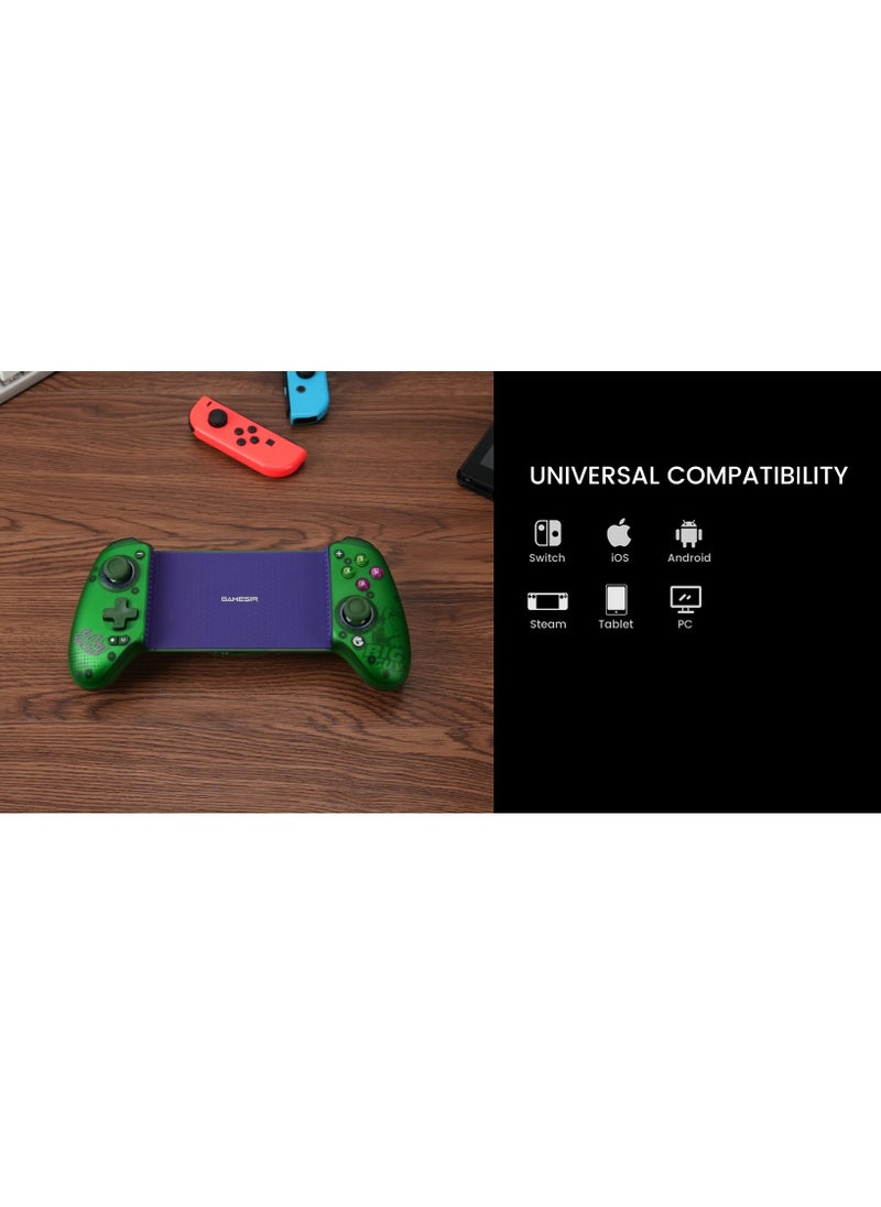 Professional Wireless Gamepad GameSir G8 Plus Hulk Bluetooth Mobile Gaming Controller for Android / iOS / Switch / Steam / Tablet / PC with Hall Effect Joysticks Hall Trigger 6-Axis Gyro 1000mAh Battery Green