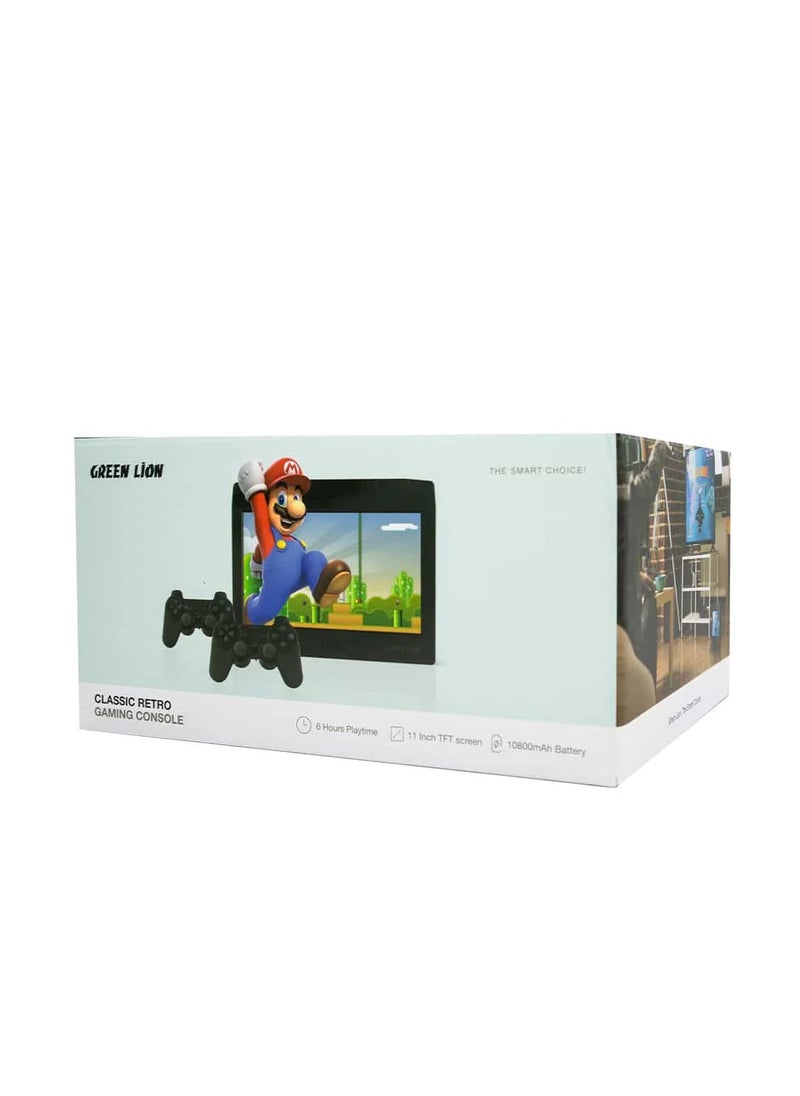 Classic Retro Gaming Console / 11inch TFT Display Screen / 512GB MAX TF Card Support / 1024*600PPI Resolution / 32GB ROM / 4GB RAM / 10800mAh Battery / Mali-400MP2 GPU / 6 Hours Playtime / 26800+ Games / 3.5mm Stereo Headphones Support / HDMI Output Tv / VGA Output Support / USB 2.4G Joystick Receiver Output - Black