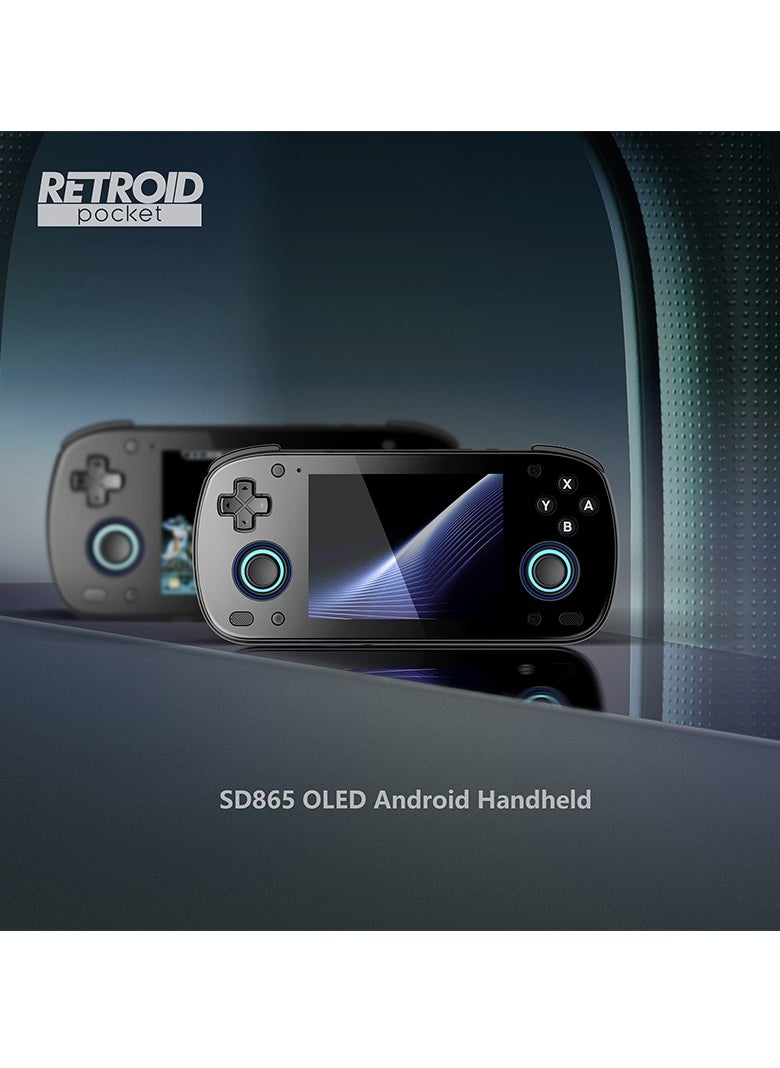 Retroid Pocket MINI Portable Retro Console Android 6GB 128GB Adreno 650 WiFi Bluetooth 3D illuminated Hall Sticks 3.7 Inch AMOLED Touchscreen Type C OTG Connection 4000mah 27W Fast Charge Built In Official OTA (Black)