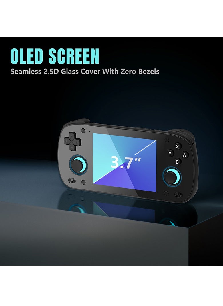 Retroid Pocket MINI Portable Retro Console Android 6GB 128GB Adreno 650 WiFi Bluetooth 3D illuminated Hall Sticks 3.7 Inch AMOLED Touchscreen Type C OTG Connection 4000mah 27W Fast Charge Built In Official OTA (Black)