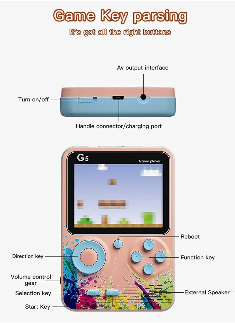 G5 Handheld Retro Video Game Console with Hundreds of Preloaded Classic Video Game