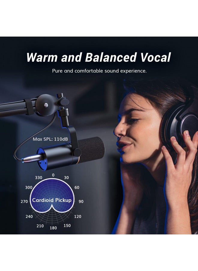 TONOR Dynamic Microphone, USB/XLR PC Microphone for Podcast, Recording, Live Streaming & Gaming, XLR Cardioid Studio Mic Music Voice-Over with Quick Mute, Headphone Output, Volume Control TD510