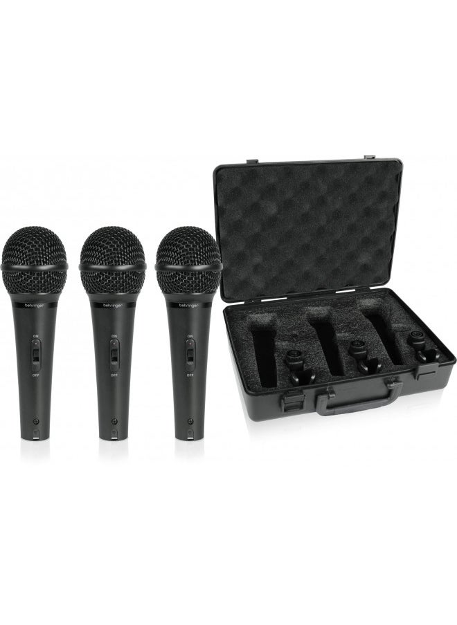 Behringer ULTRAVOICE XM1800S 3 Dynamic Cardioid Vocal and Instrument Microphones (Set of 3) ,Black