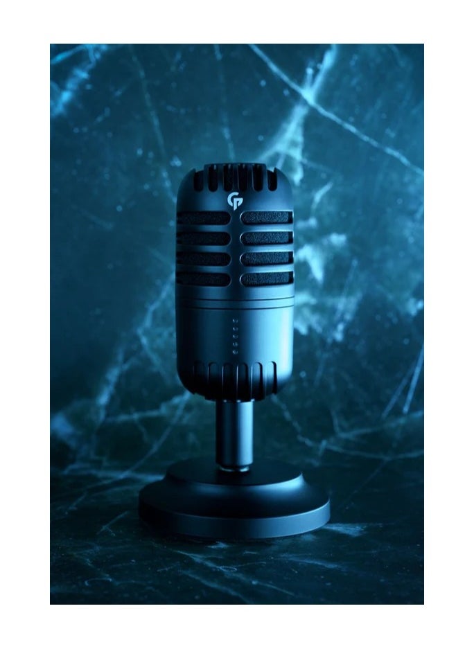 Professional Condenser Microphone with Studio Quality / Rotating Angle with Touch Mute /3.5mm Jack / USB-C Port / Compatible With iOS/Windows - Black