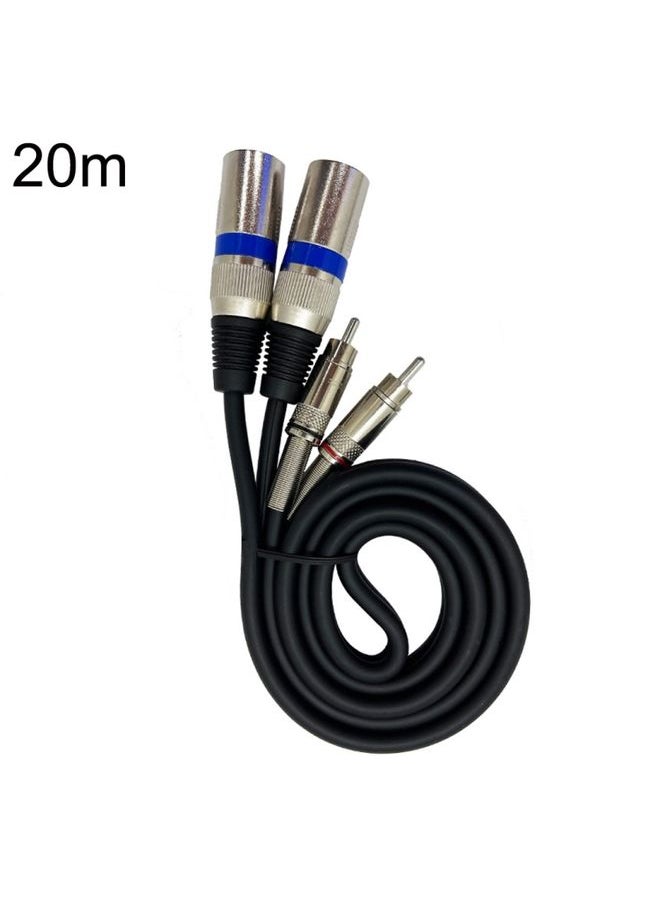 2RCA Male 2XLR Caron Male Speaker Audio Balance Cable, Length: 20m