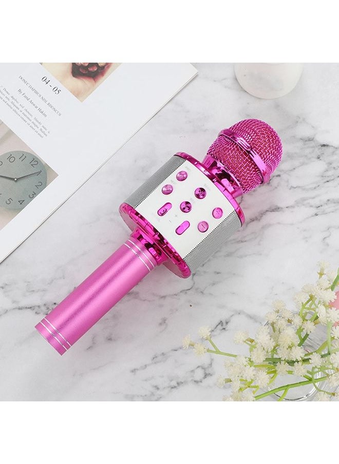 WS-858L LED Light Flashing Wireless Capacitance Microphone Comes With Audio Mobile Phone Bluetoon Live Microphone(Pink)