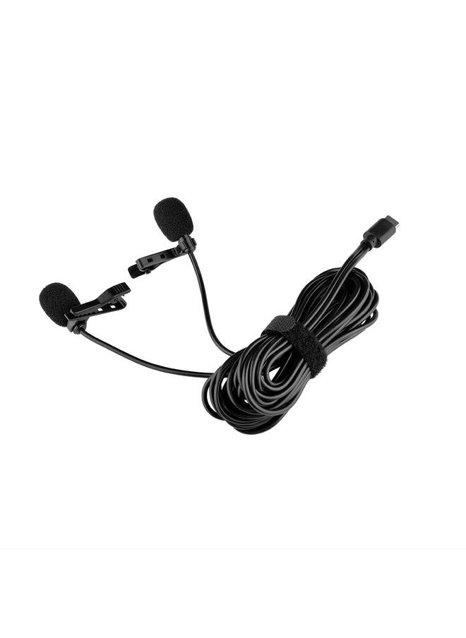 YELANGU MY3 Type-C Interface Live Broadcast Interview Mobile Phone Double Clip Lavalier Microphone, Length: 2.5m