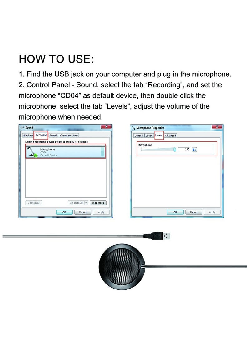 Microphone Omnidirectional Condenser Mic USB Connector for Meeting Business Conference Desktop Computer