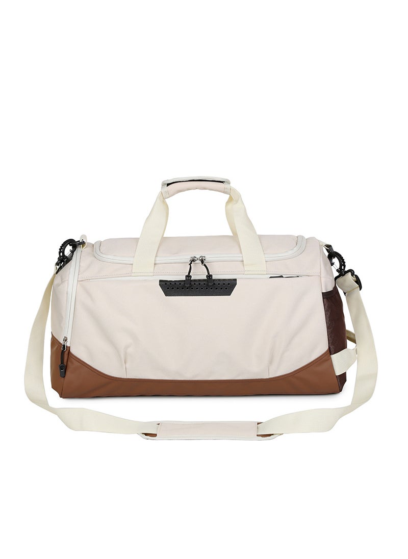 Large Crossbody Travel Duffel with Wet-Dry Compartment and Shoe Pocket White