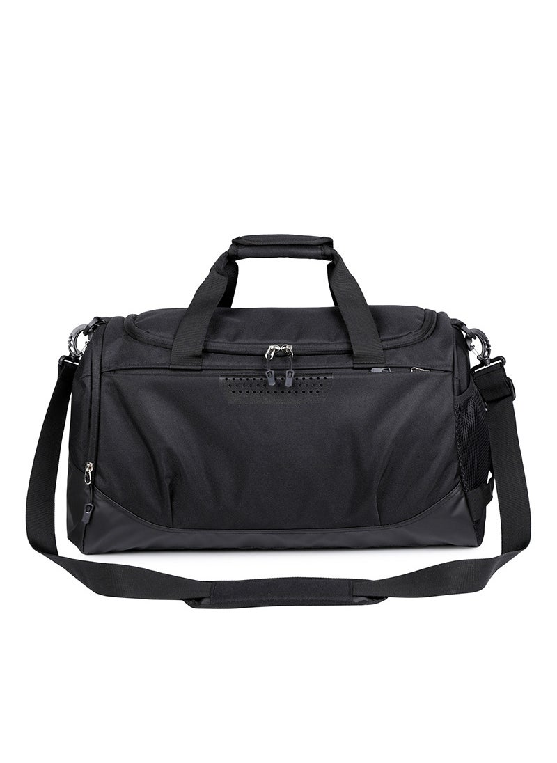 Large Crossbody Travel Duffel with Wet-Dry Compartment and Shoe Pocket Black