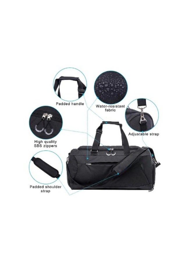 Sports Gym Bag with Shoes Compartment &Wet Pocket Gym Duffel Bag Overnight Bag for Men and Women