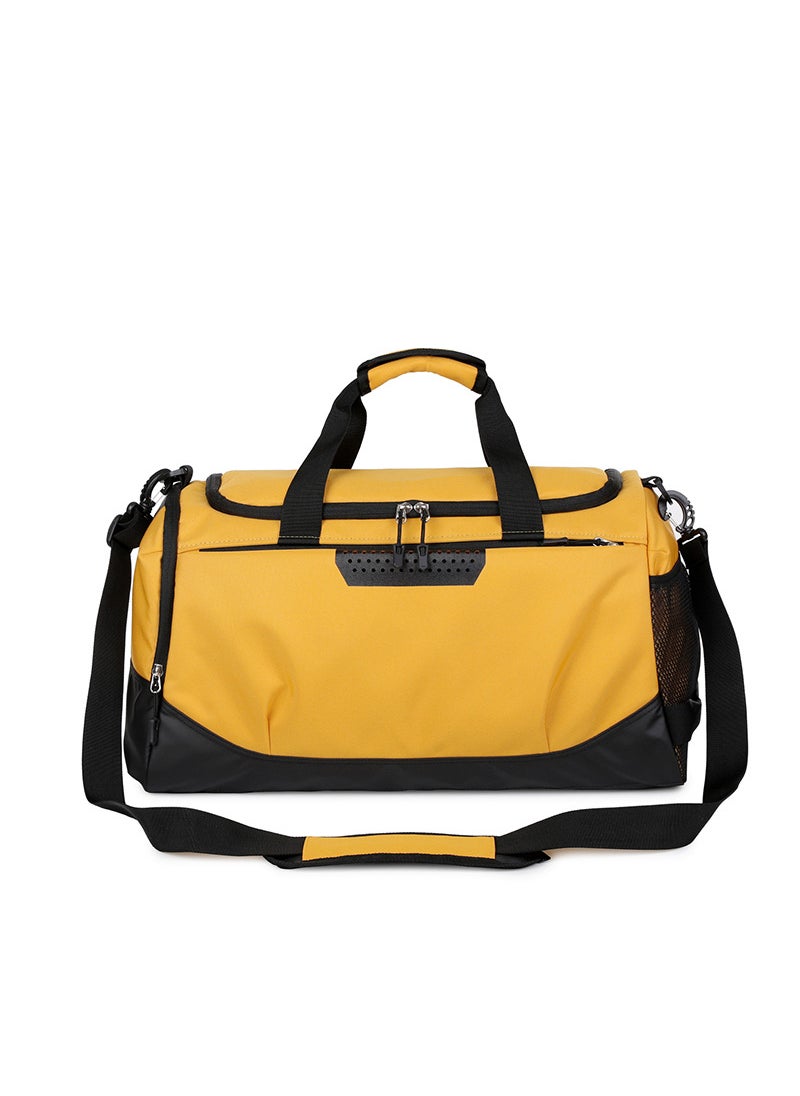 Large Crossbody Travel Duffel with Wet-Dry Compartment and Shoe Pocket Yellow