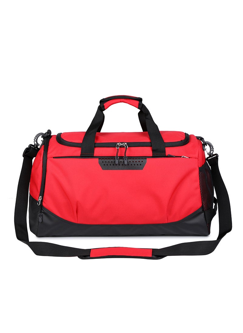 Large Crossbody Travel Duffel with Wet-Dry Compartment and Shoe Pocket Red