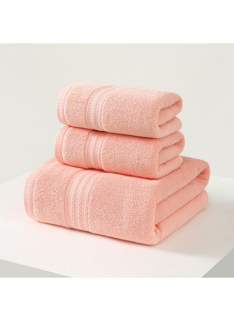 Cotton Bath Towel Set Absorbent Embroidered Logo Pink