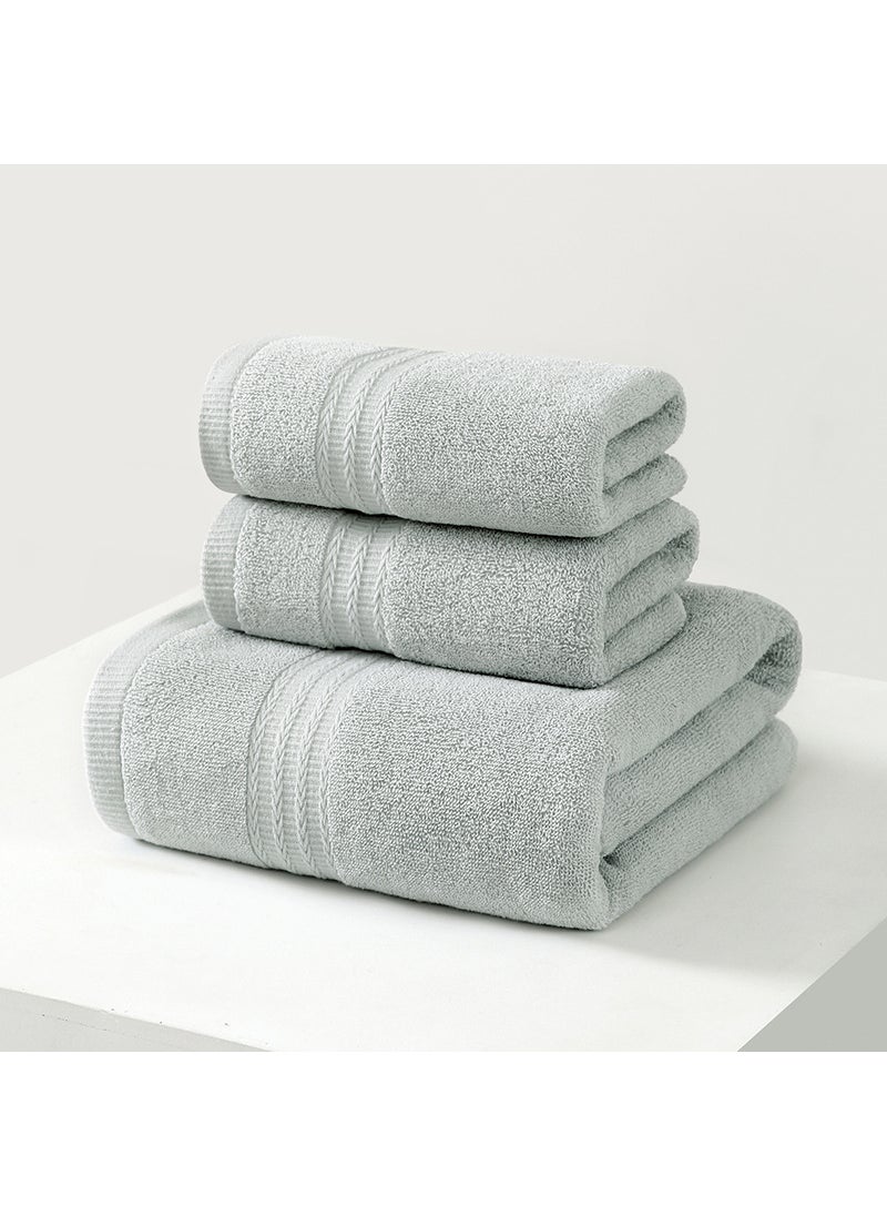 Cotton Bath Towel Set Absorbent Embroidered Logo Light gray