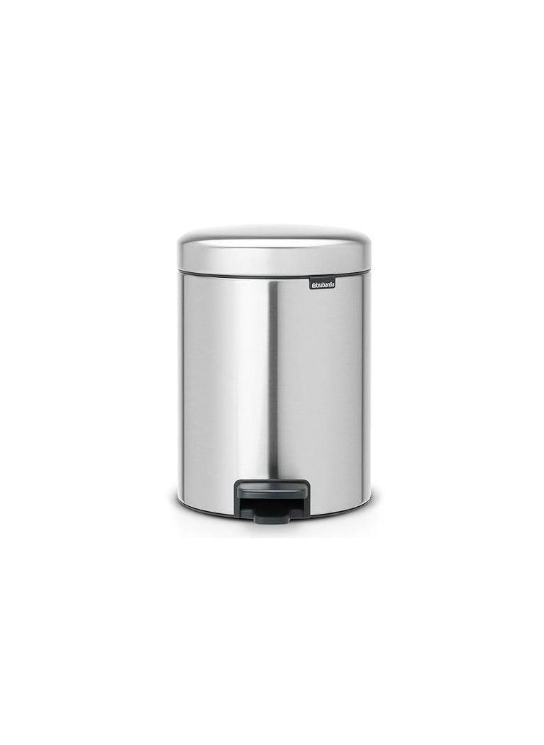 Matt Steel Fingerprint Proof , 5 L : Brabantia Pedal Bin newIcon with Plastic Inner Bucket, 5 Litre - Matt Steel Fingerprint Proof