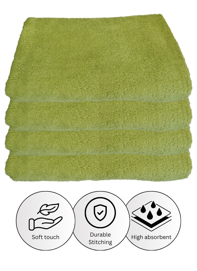 4 Pieces Luxury Bath Towel Set 70X150cm 630 GSM Premium Cotton Ultra Soft and Highly Absorbent Expertly Woven for Durability Hotel And Spa Quality Towels Green