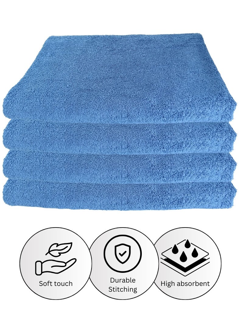 4 Pieces Luxury Bath Towel Set 70X150cm 630 GSM Premium Cotton Ultra Soft and Highly Absorbent Expertly Woven for Durability Hotel And Spa Quality Towels Blue