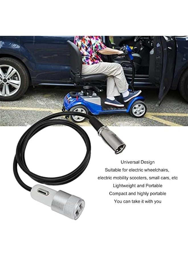 Dual Port Scooter USB Charger, 1 for 2 USB Mobility Scooter Fast Phone USB Charger, for Power Chairs, Mobility Scooters, Electric Wheelchair, E-Bike, Phone Power Accessory