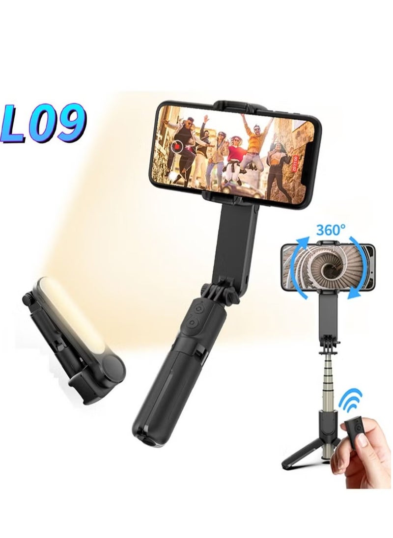 L09 Foldable Mini Handheld Selfie Stick Tripod Smartphone 1-Axis Gimbal Stabilizer with Multifunction Remote 360°Automatic Rotation For iPhone Android