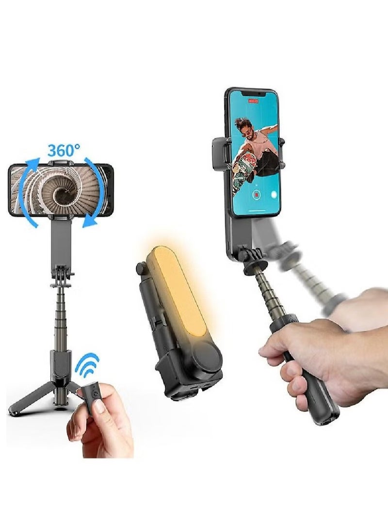 L09 Foldable Mini Handheld Selfie Stick Tripod Smartphone 1-Axis Gimbal Stabilizer with Multifunction Remote 360°Automatic Rotation For iPhone Android