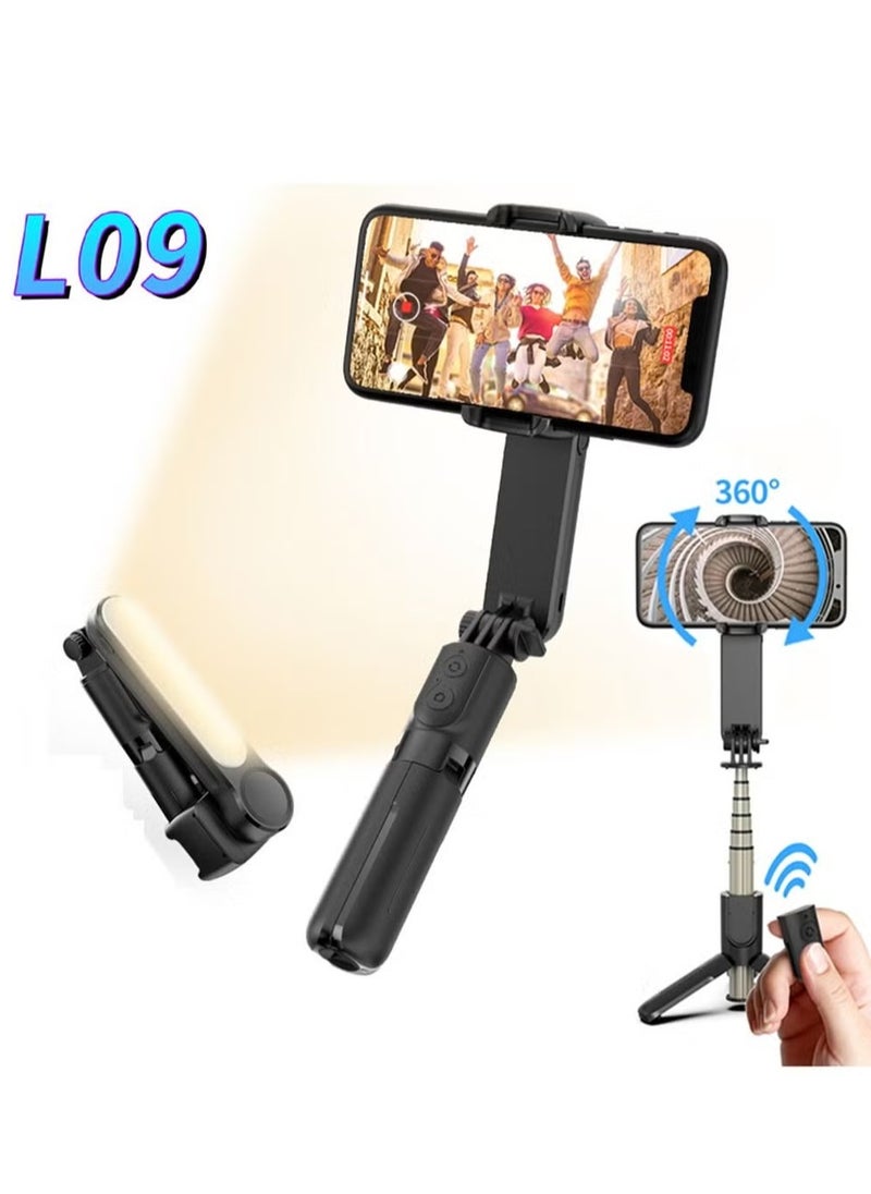 L09 Foldable Mini Handheld Selfie Stick Tripod Smartphone 1-Axis Gimbal Stabilizer with Multifunction Remote 360°Automatic Rotation For iPhone Android