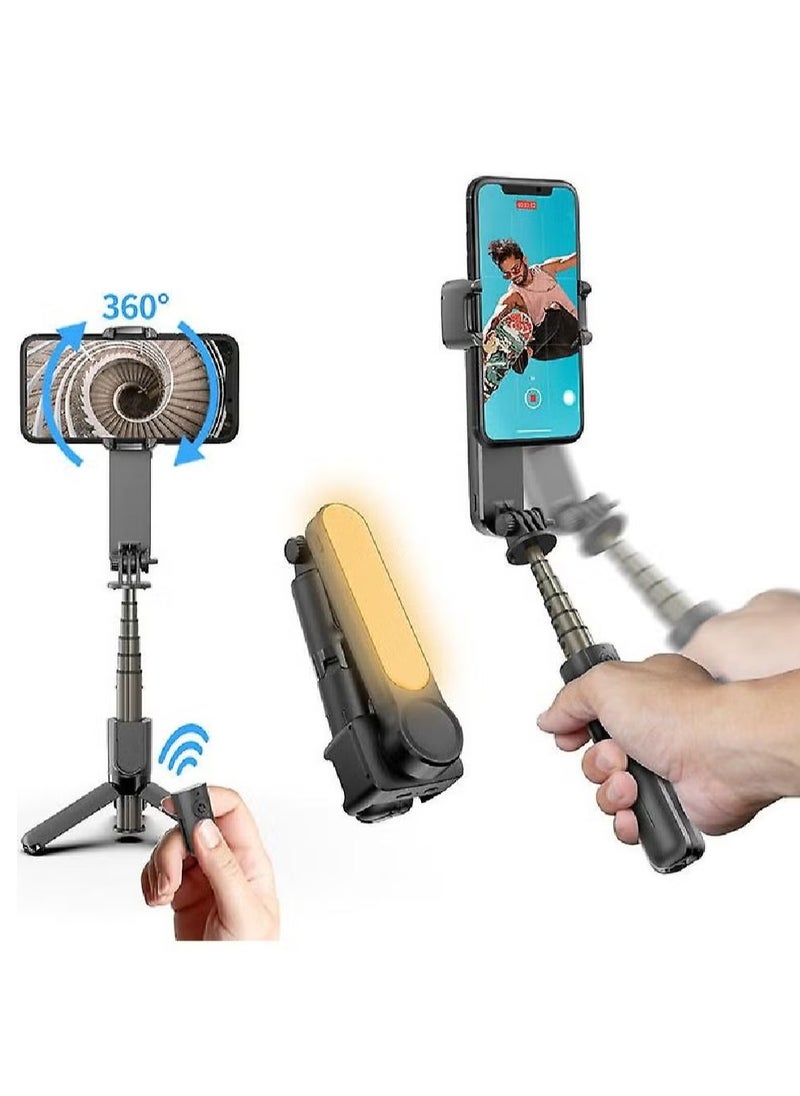 L09 Foldable Mini Handheld Selfie Stick Tripod Smartphone 1-Axis Gimbal Stabilizer with Multifunction Remote 360°Automatic Rotation For iPhone Android