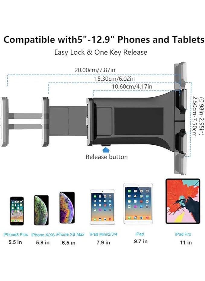 Tablet Wall Mount, Kitchen Tablet Bracket Wall Holder Universal 2-in-1 Kitchen Wall Mount/Under Cabinet Compatible with 10.6cm to 20cm iPad/Tablets/Phones, Recipe Reading on The Wall or on Desktop