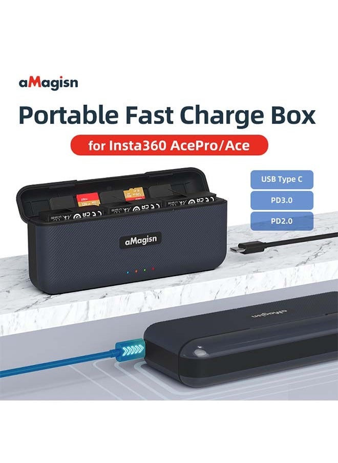 aMagisn Premium Fast-Charging Case and Charger Accessories for Insta360 Ace Pro - Essential Charging Solutions for Insta360 Ace Pro Action Camera（ Batteries not included）