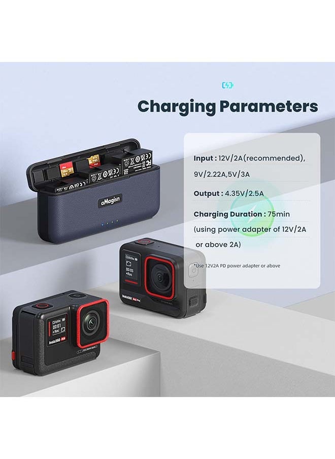 aMagisn Premium Fast-Charging Case and Charger Accessories for Insta360 Ace Pro - Essential Charging Solutions for Insta360 Ace Pro Action Camera（ Batteries not included）