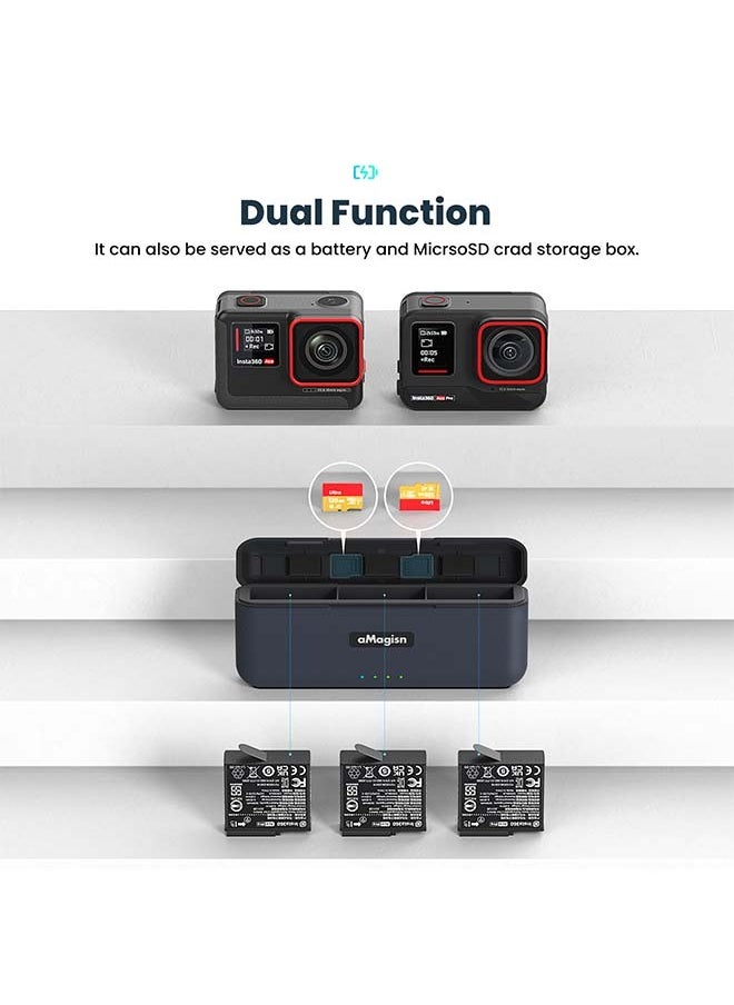 aMagisn Premium Fast-Charging Case and Charger Accessories for Insta360 Ace Pro - Essential Charging Solutions for Insta360 Ace Pro Action Camera（ Batteries not included）