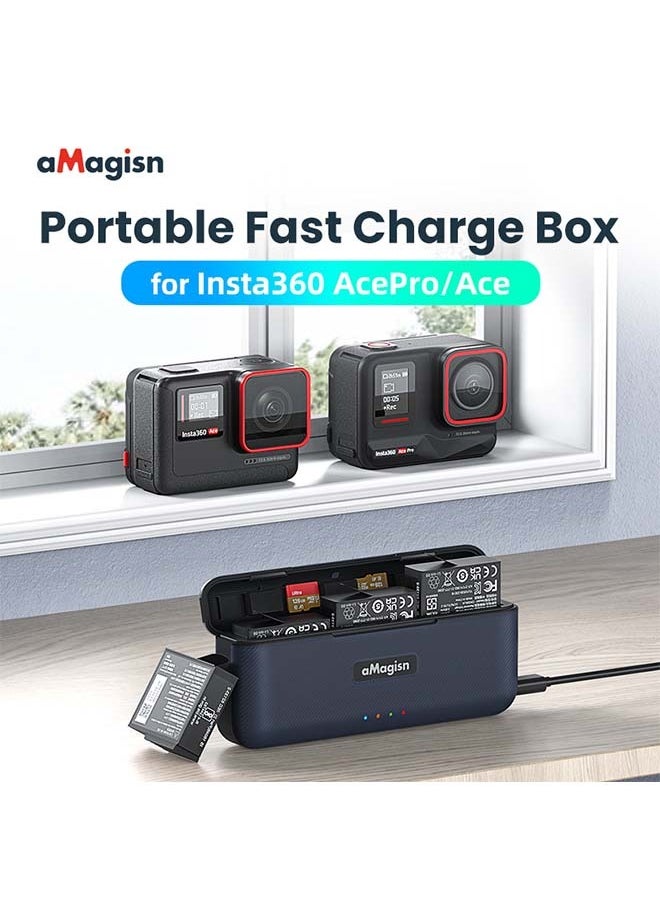 aMagisn Premium Fast-Charging Case and Charger Accessories for Insta360 Ace Pro - Essential Charging Solutions for Insta360 Ace Pro Action Camera（ Batteries not included）
