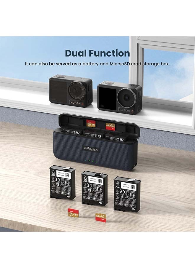 aMagisn Premium Fast-Charging Case and Charger for DJI Action 4 (Compatible with DJI Action 3) - Essential Accessories for DJI Action Cameras (Battery Not Included)